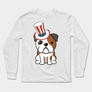 Funny bulldog is wearing uncle sam hat Long Sleeve T-Shirt